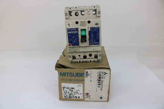 Mitsubishi NF100-SWU 75A No Fuse Circuit Breaker 3 Pole