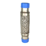 Stainless Braided Flex Pipe 2 1/4 Inch, Outside Diameter, Overall Length, 12 Inches, w/ Threaded Ends