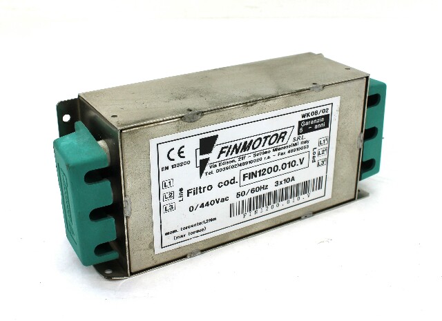 Finmotor FIN1200.010.V Line Filter, 0/440V AC, 50/60Hz, 3x10Amp
