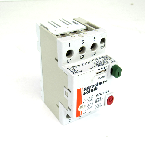 Sprecher+Schuh KTA3-25 Manual Motor Starter, Adjustable Overload, 0.25 - 0.4 Amp