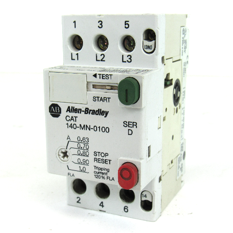 Allen Bradley 140-MN-0100 Ser. D Manual Motor Starter, 0.63~1 Amp, 3-Pole, 690V AC