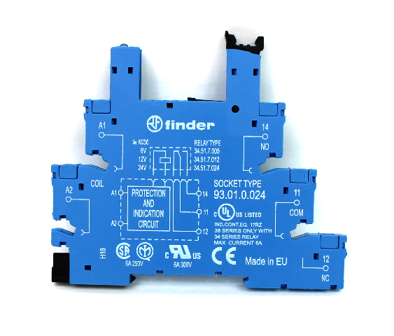 Finder 93.01.0.024 Relay Socket, 250V, 6 A