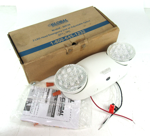 Global 500780 2 LED Head Emergency Unit w/ Adjustable Optics NEW