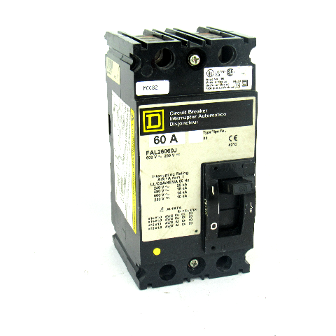 Square D FAL26060J Circuit Breaker, 60 Amp, 2-Pole, 600~250V