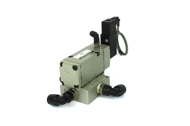 SMC VP744R Solenoid Valve w/ Mounting Base, 0.2~0.8 MPa