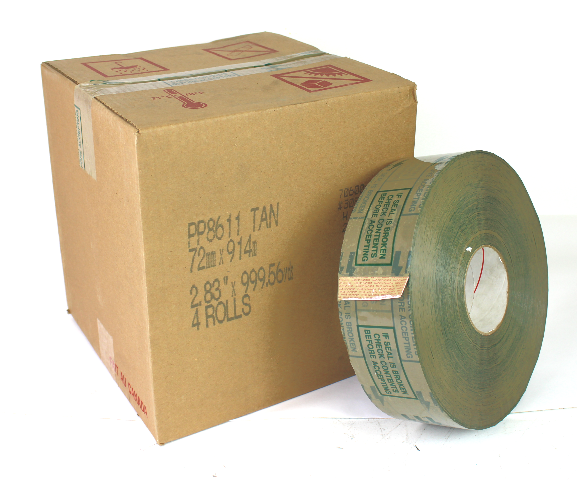 Tan Transparent PP8611 Temper Proof Tape 2.83" x 999.56yds, 4 Rolls