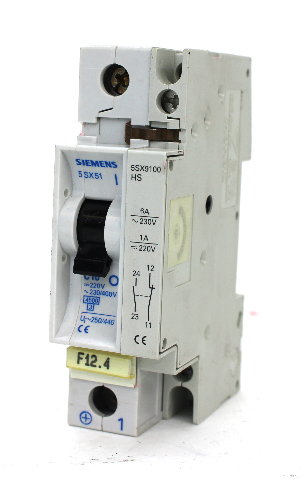 Siemens 5SX51 C10 Circuit Breaker 1Pole 10Amps w/ 5SX9100HS Auxiliary Contact