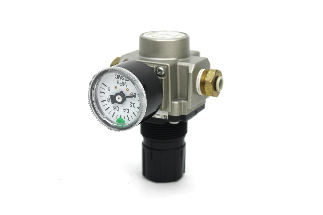 SMC AR25-03H Pneumatic Regulator, 3/8" w/ G36-10-01 Pressure Gauge