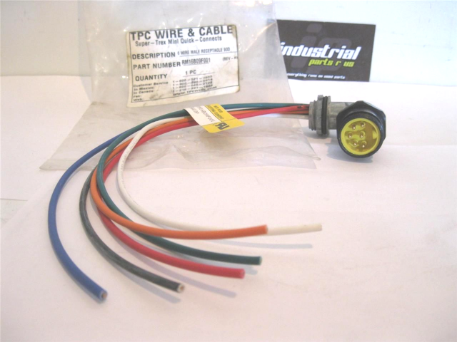 TPC Wire and Cable RM16B09F001, 6 Wire Male Receptacle 90D