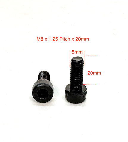 M8 Course Thread 1.25 Pitch 20mm Length Black Oxide Hex Socket Cap Screw PKG 10