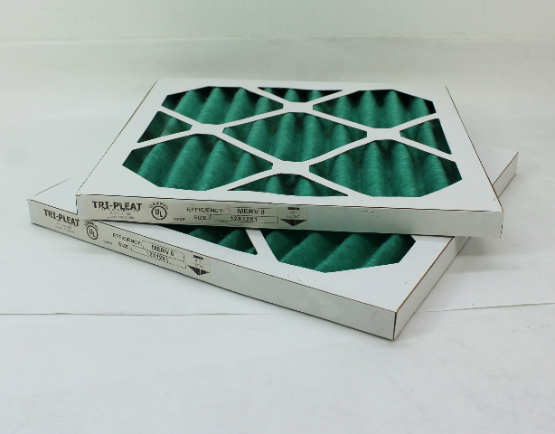 Tri-Pleat MERV8 Air Filter, Size 12x12x1, Lot Of 2