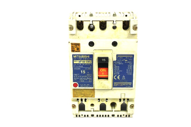 Mitsubishi NF100-SWU 15A, No Fuse Circuit Breaker 3Pole, 220VAC