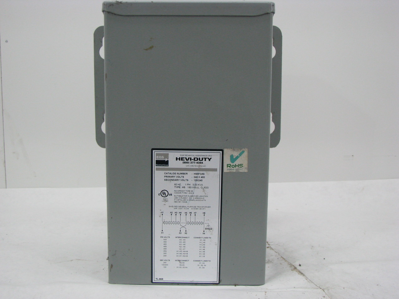 Hevi-Duty HS5F3AS 3 KVA Transformer 240/480 to 120/240VAC 60HZ