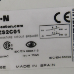 Eaton WMZS2C01 Circuit Breaker 15 Amp, 2 Pole, 277 V