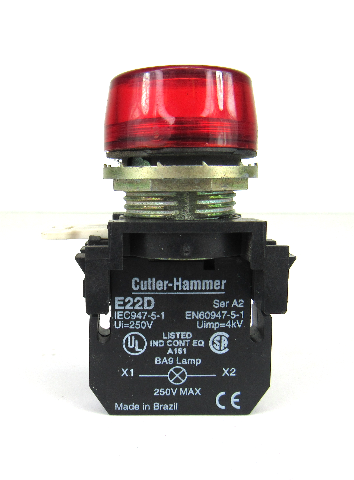 Cutler-Hammer Red Pilot Light E22D Series A2 Contact Block 250 Volts