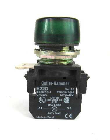 Cutler-Hammer Green Pilot Light E22D Series A2 Contact Block 250 Volts
