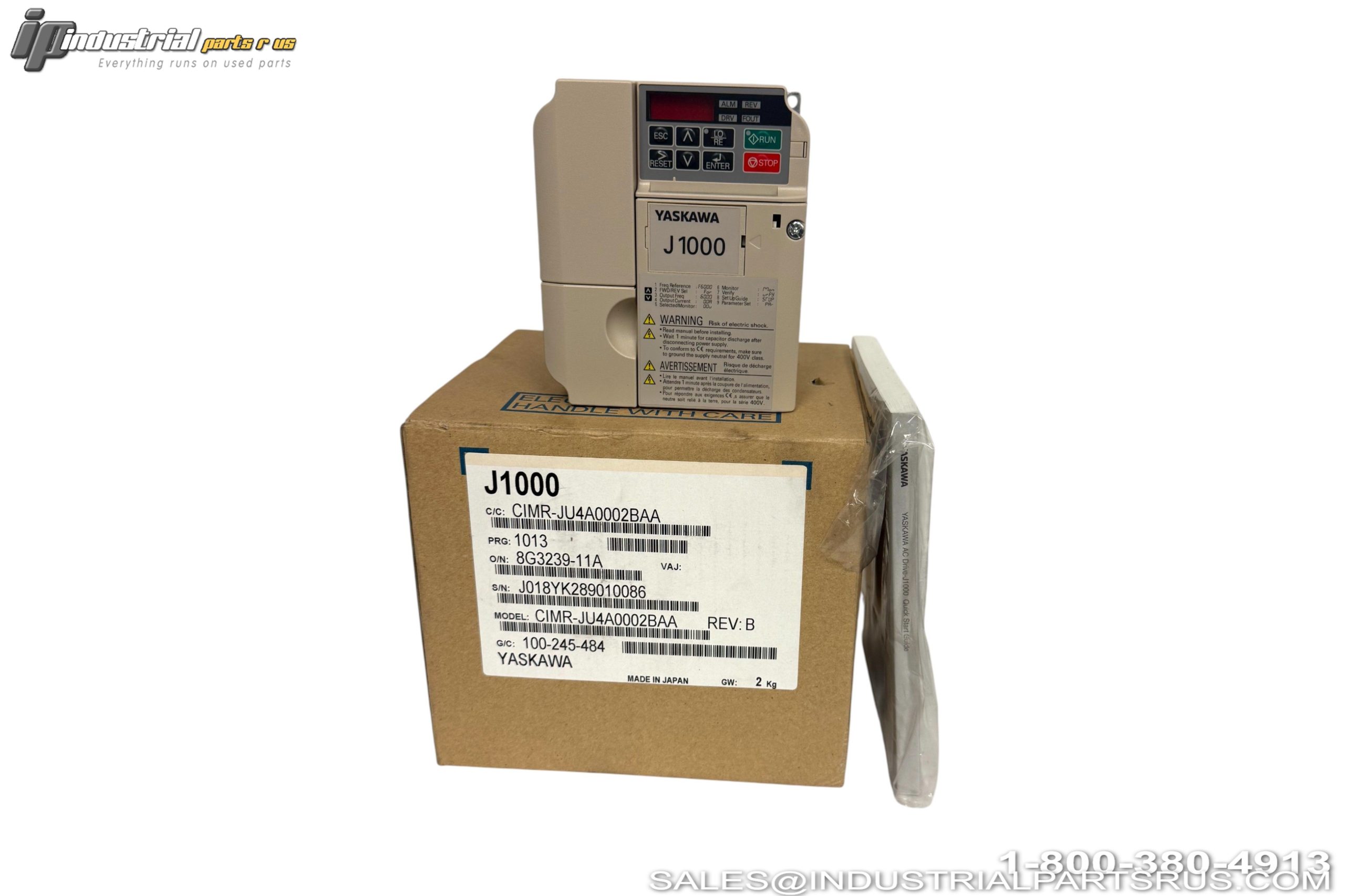 YASKAWA CIMR-JU4A0002BAA J1000 VFD 0.75kW 1HP 380-480VAC 3-Phase IP20