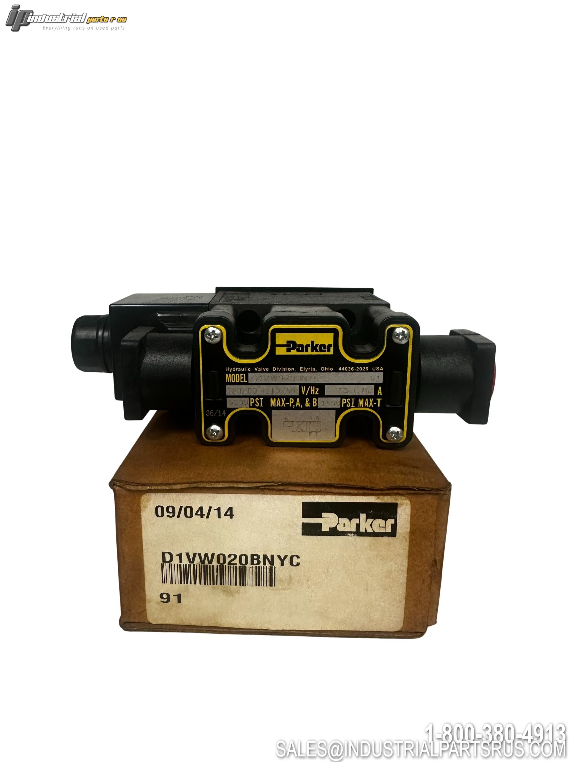 Parker D1VW020BNYC 4-Way 2-Position Solenoid Valve 120VAC 18GPM 5000PSI