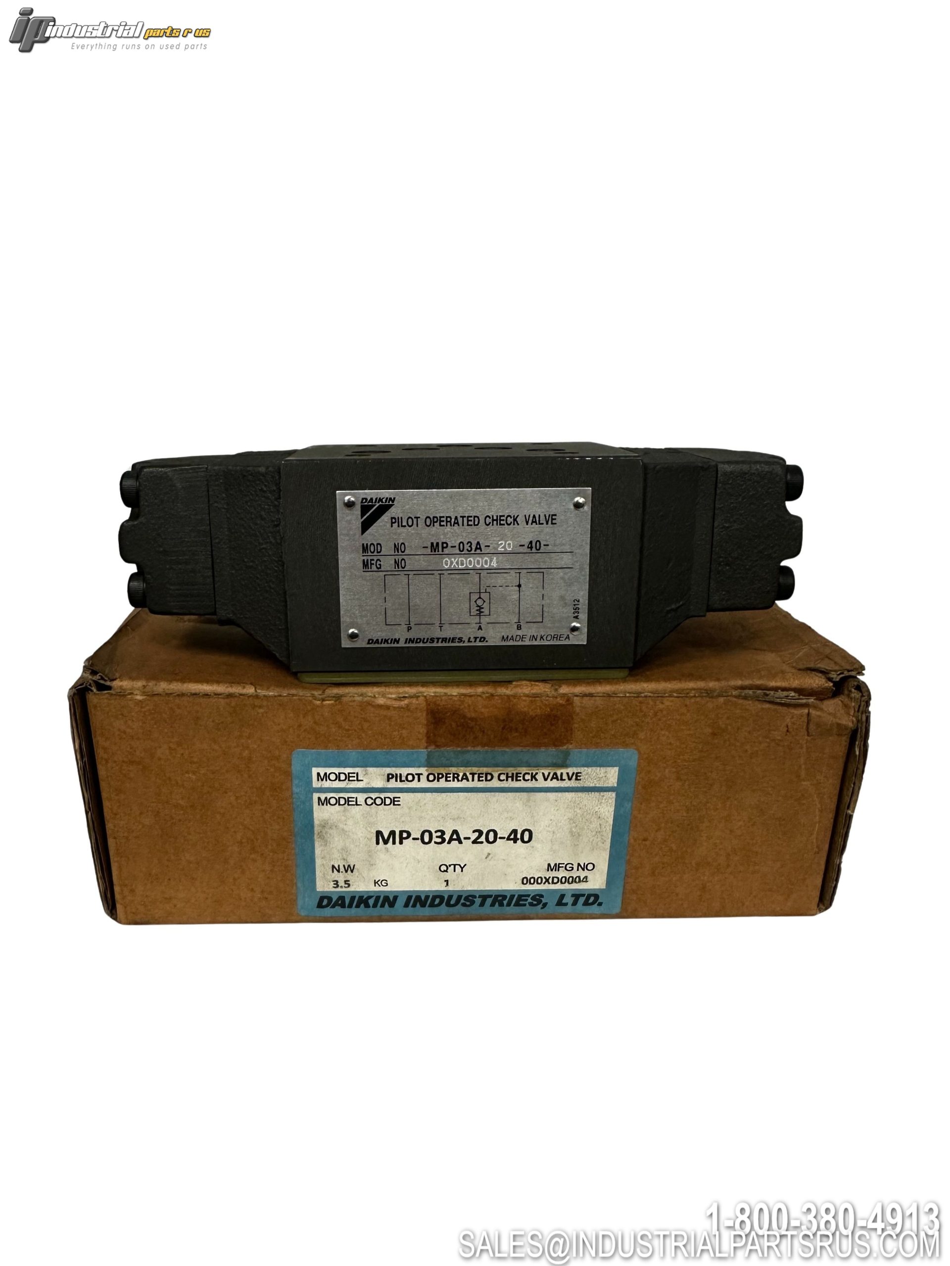 Daikin MP-03A-20-40 Hydraulic Stack Valve A Port Pilot Check 25MPa 80L/min