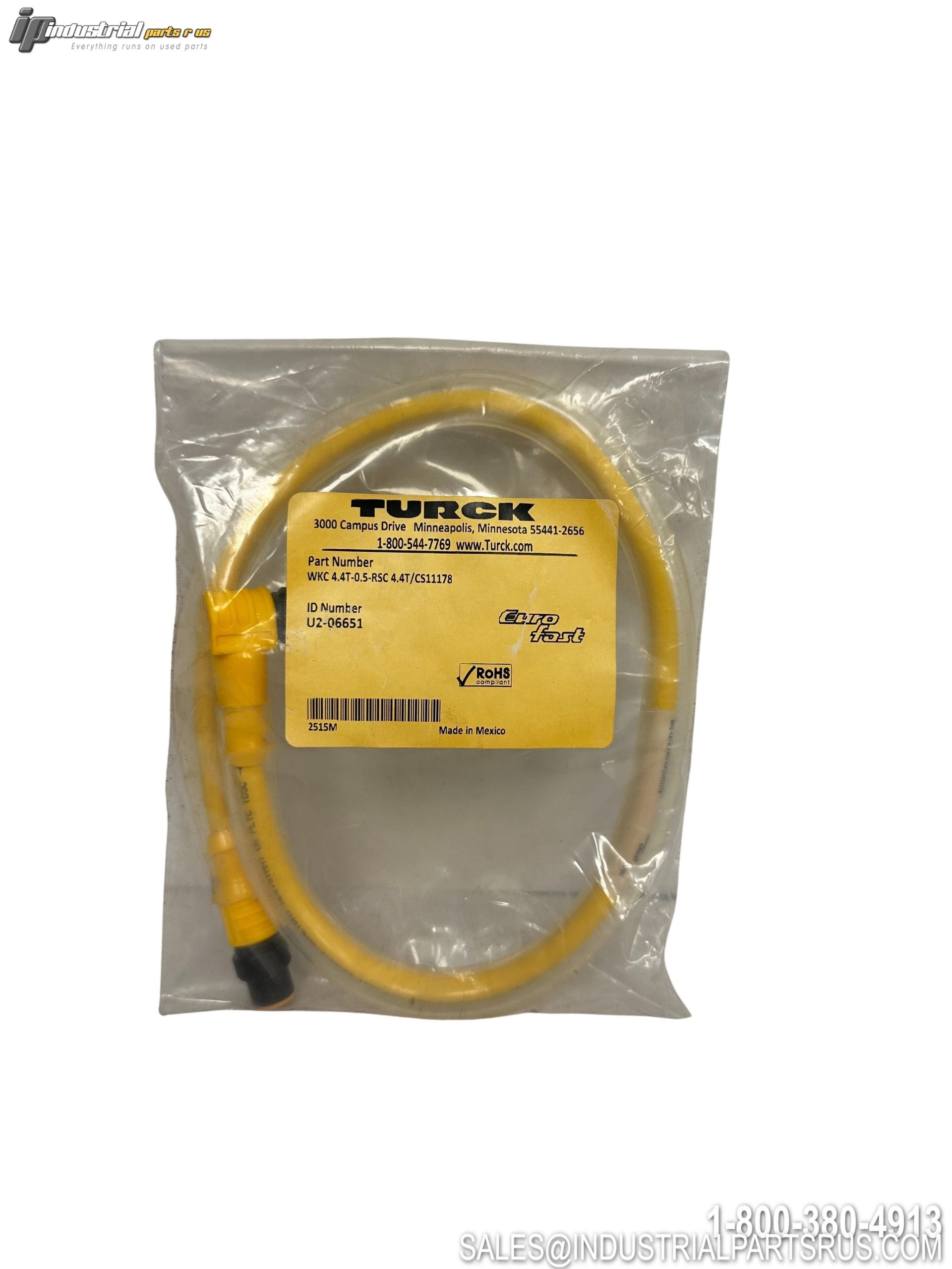 TURCK WKC 4.4T-0.5-RSC 4.4T/CS11178 M12 Eurofast Double-Ended Cordset