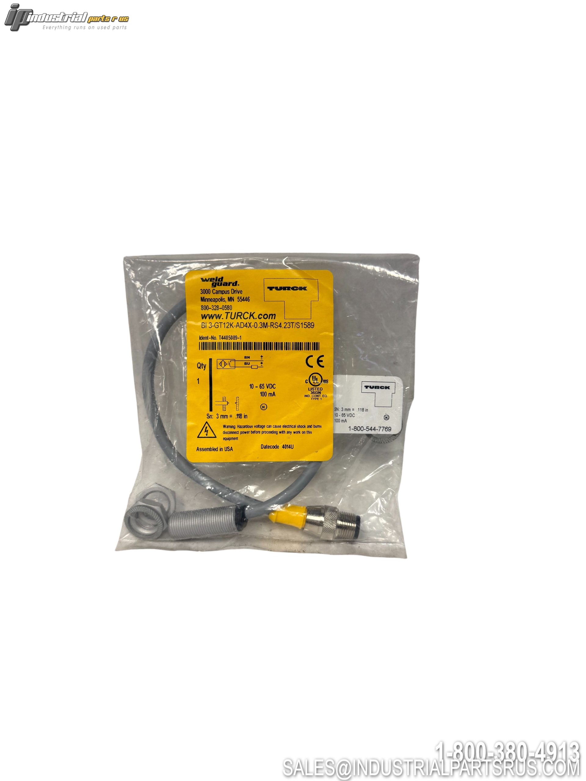 Turck BI 3-GT12K-AD4X-0.3M-RS4.23T/S1589 Inductive Sensor 3mm DC 2Wire