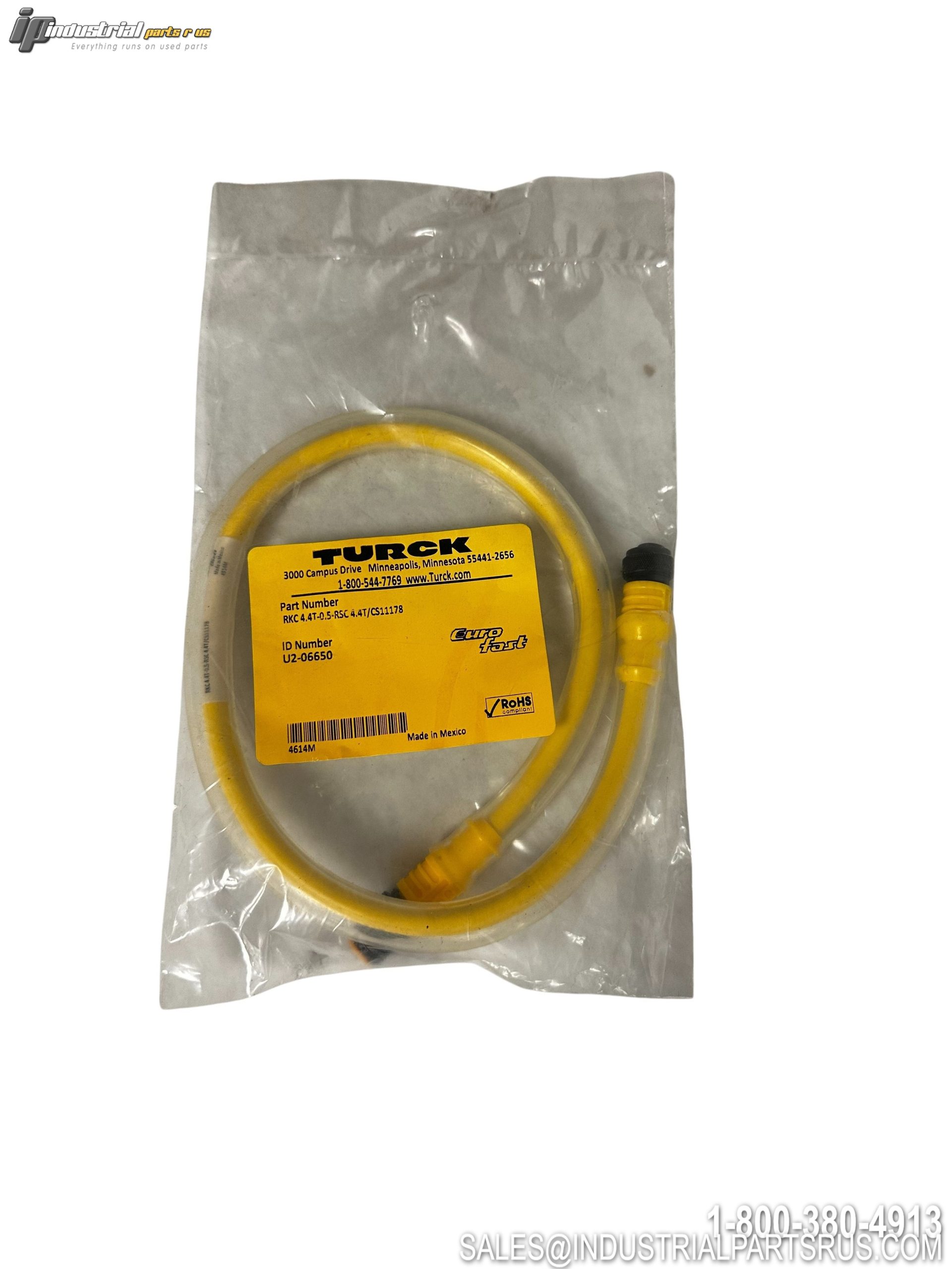 TURCK RKC 4.4T-0.5-RSC 4.4T/CS11178 M12 Cordset 0.5m Yellow 4-Wire