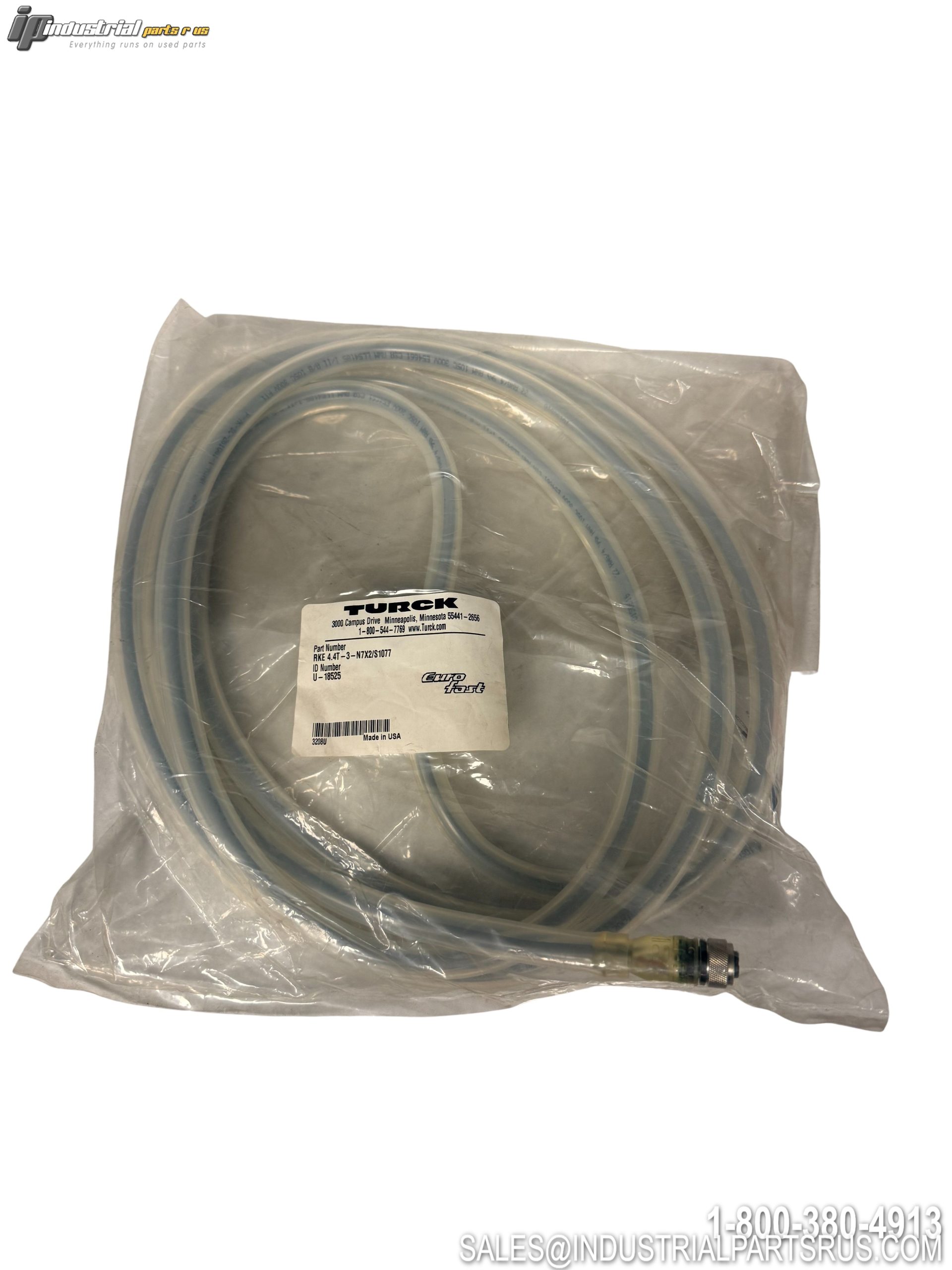 Turck RKE 4.4T-3-N7X2/S1077 M12 Eurofast Cordset 3 Meter LED Indicators
