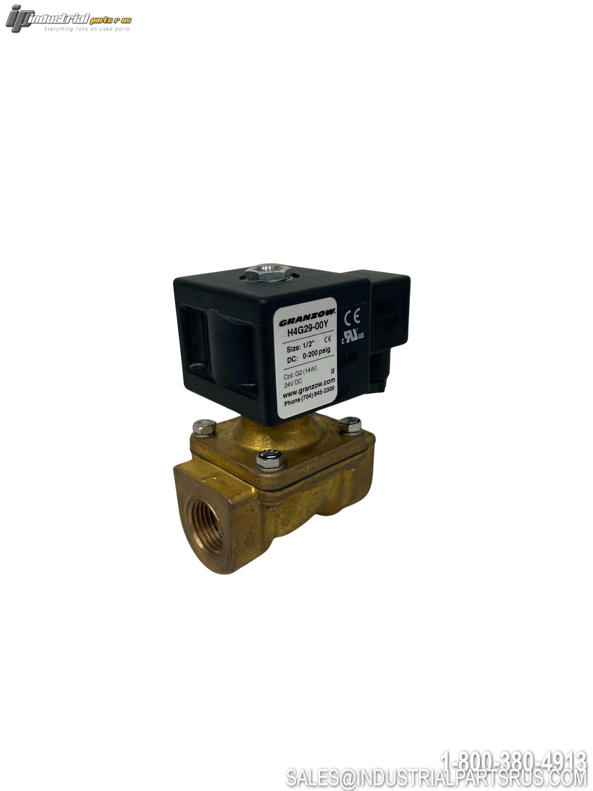 Granzow H4G29-00Y Solenoid Valve 24VDC 1/2" NPT 2-Way NC 200PSI Brass