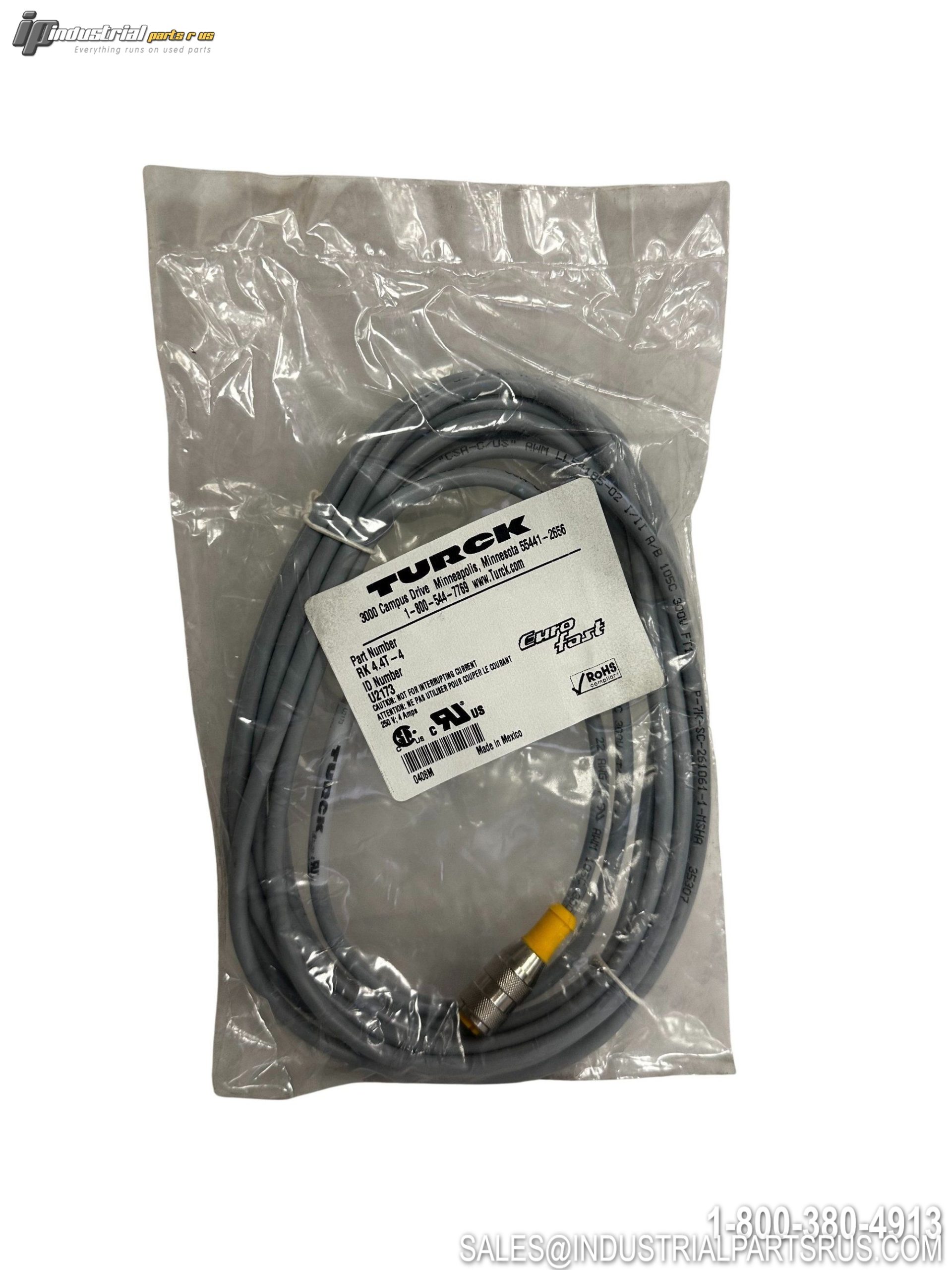 Turck RK 4.4T-4 M12 4-Pin Female Eurofast Sensor Cable 4 Meter 22AWG