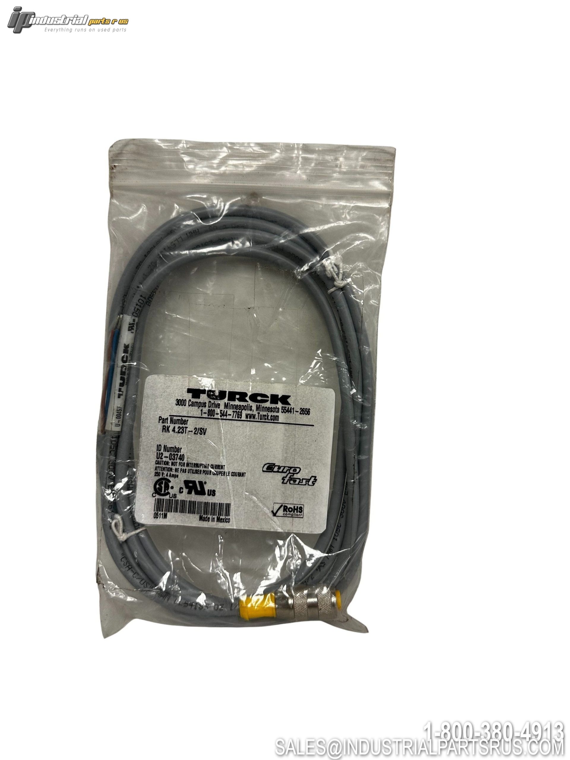 Turck RK 4.23T-2/SV Actuator Sensor Cable M12 Connection Cordset