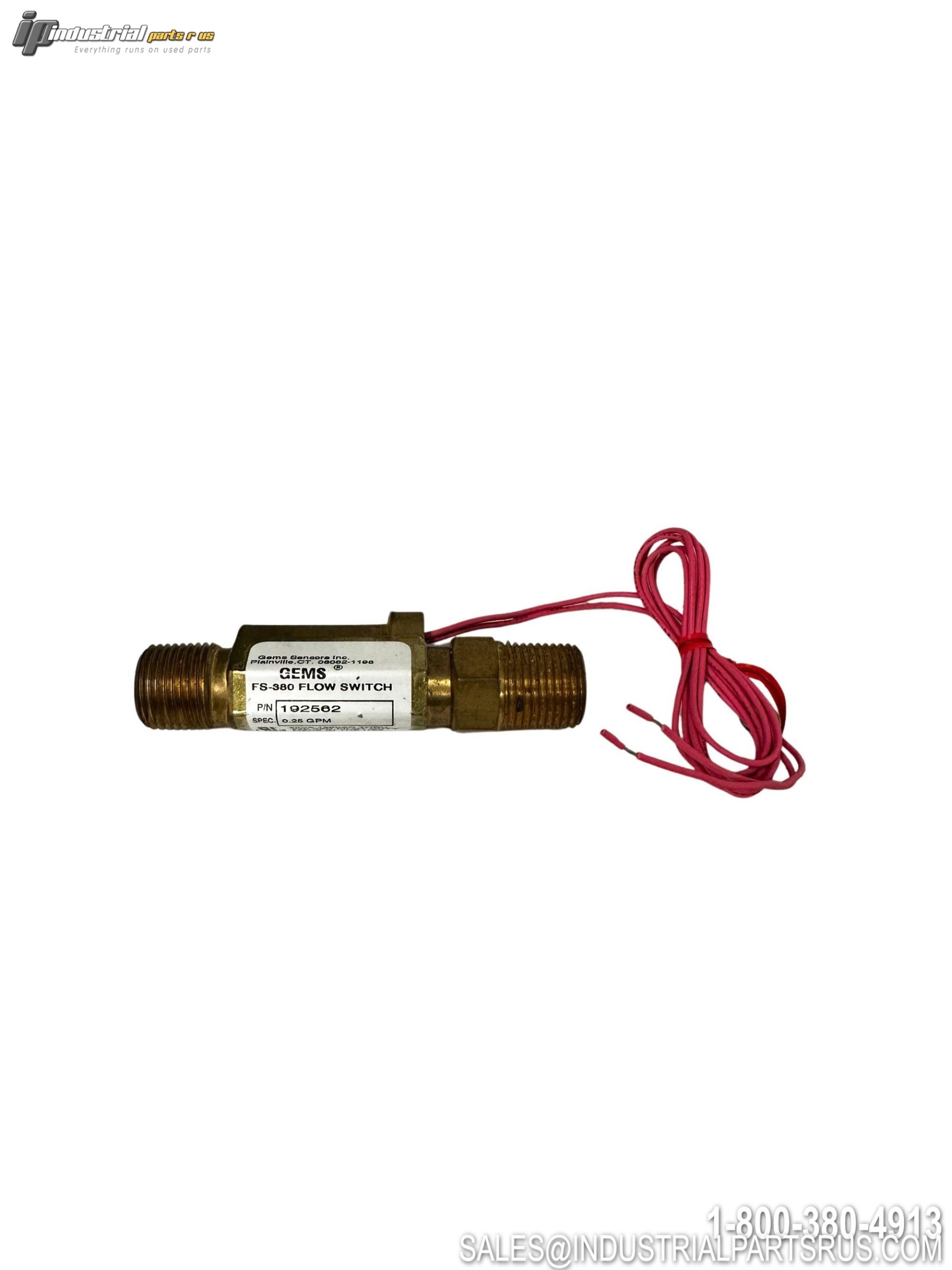 GEMS 192562 FS-380 Flow Switch 0.25 GPM 1500 PSI Brass 1/2" NPT SPST