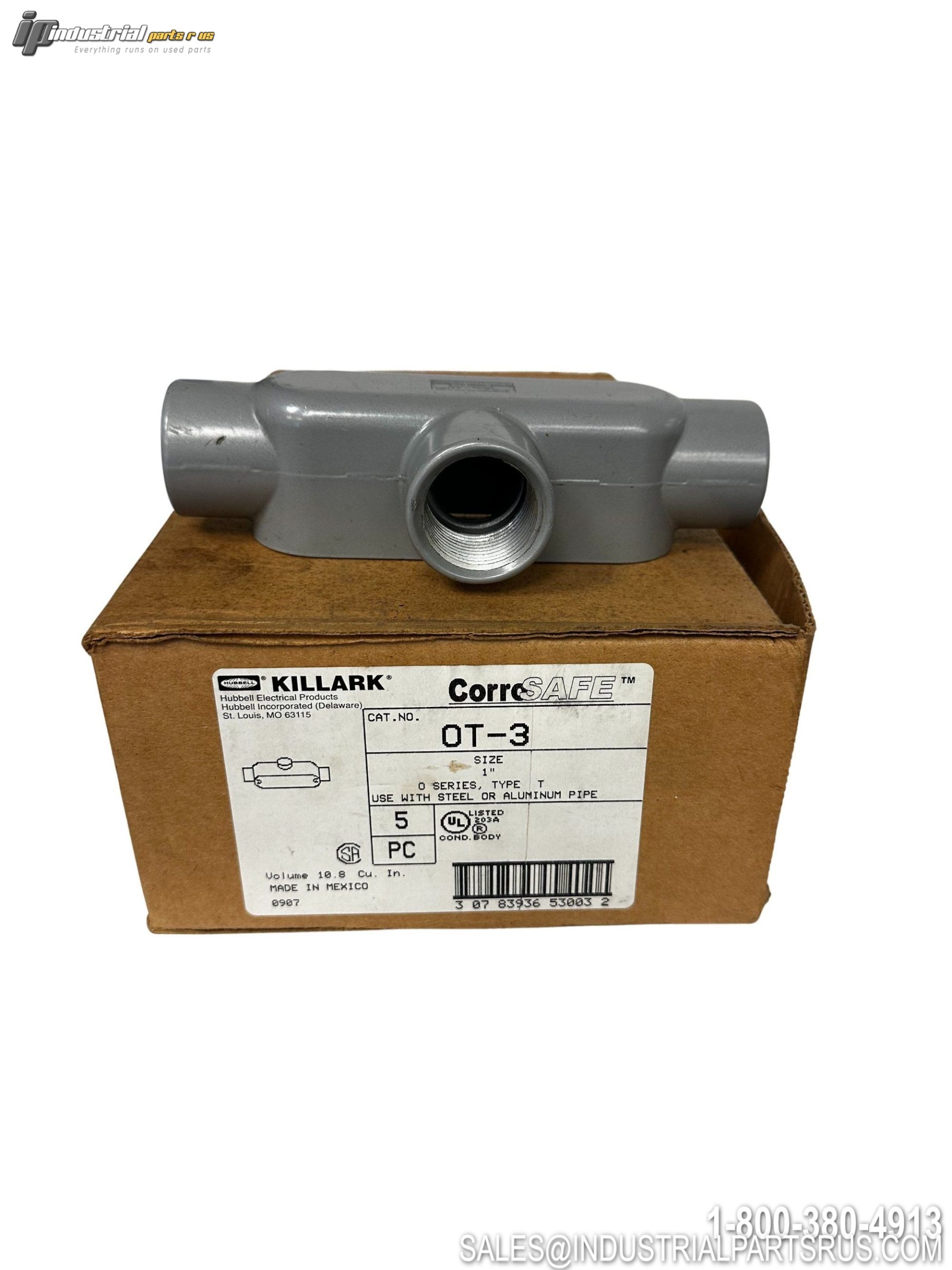 Killark OT-3 T Type Conduit Body 1in Hub Aluminum 12 Cubic Inch