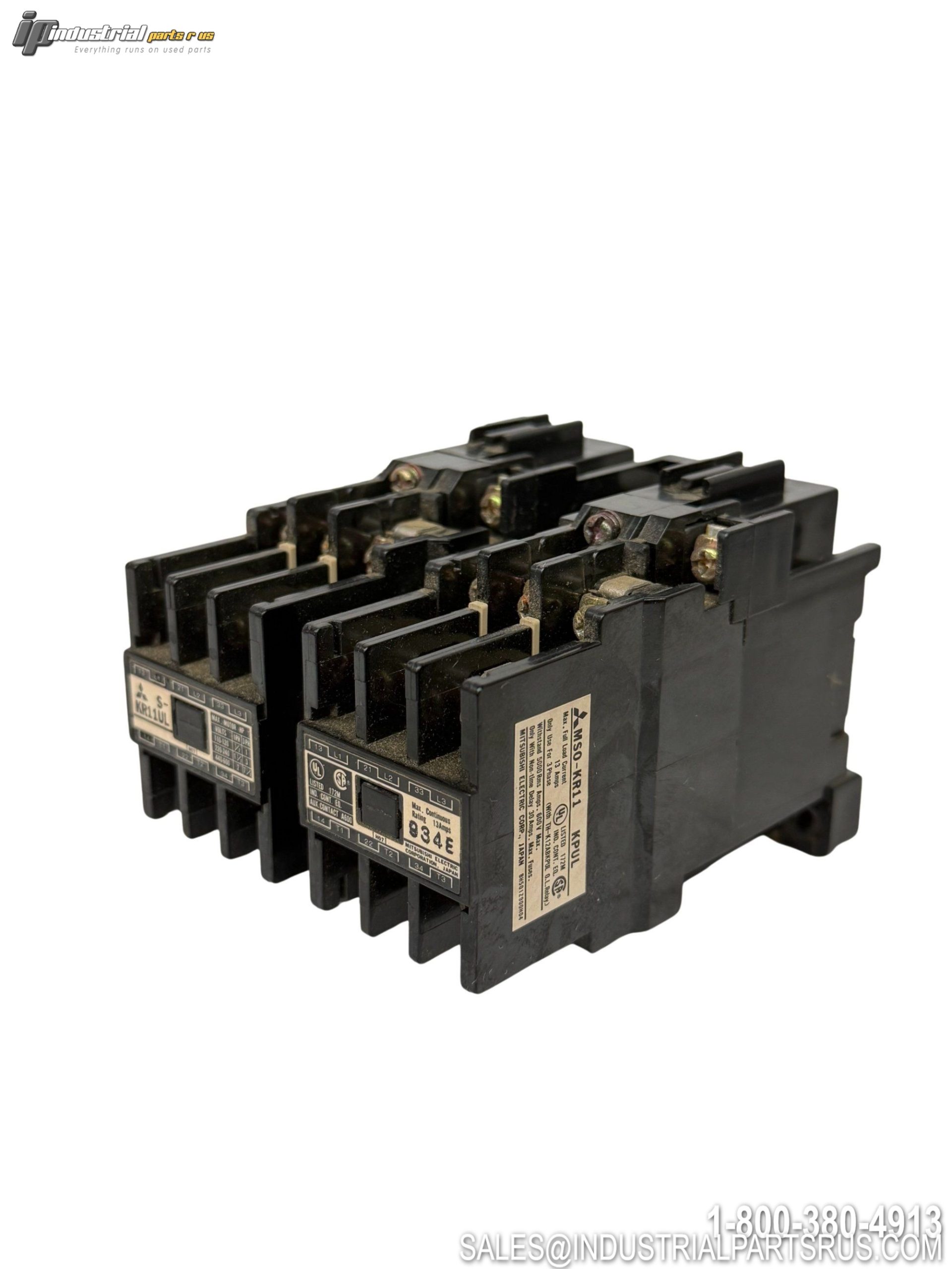 Mitsubishi MSO-KR11 Relay 3-Pole 20A 600V DIN Rail Thermal Overload