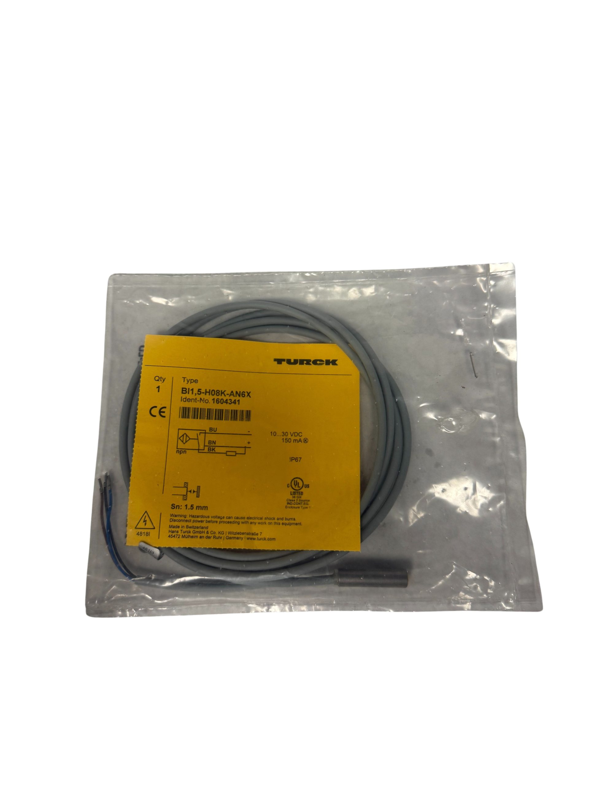 Turck BI1,5-H08K-AN6X Proximity Sensor 10-30 Vdc,1.5 MM Sense Distance New
