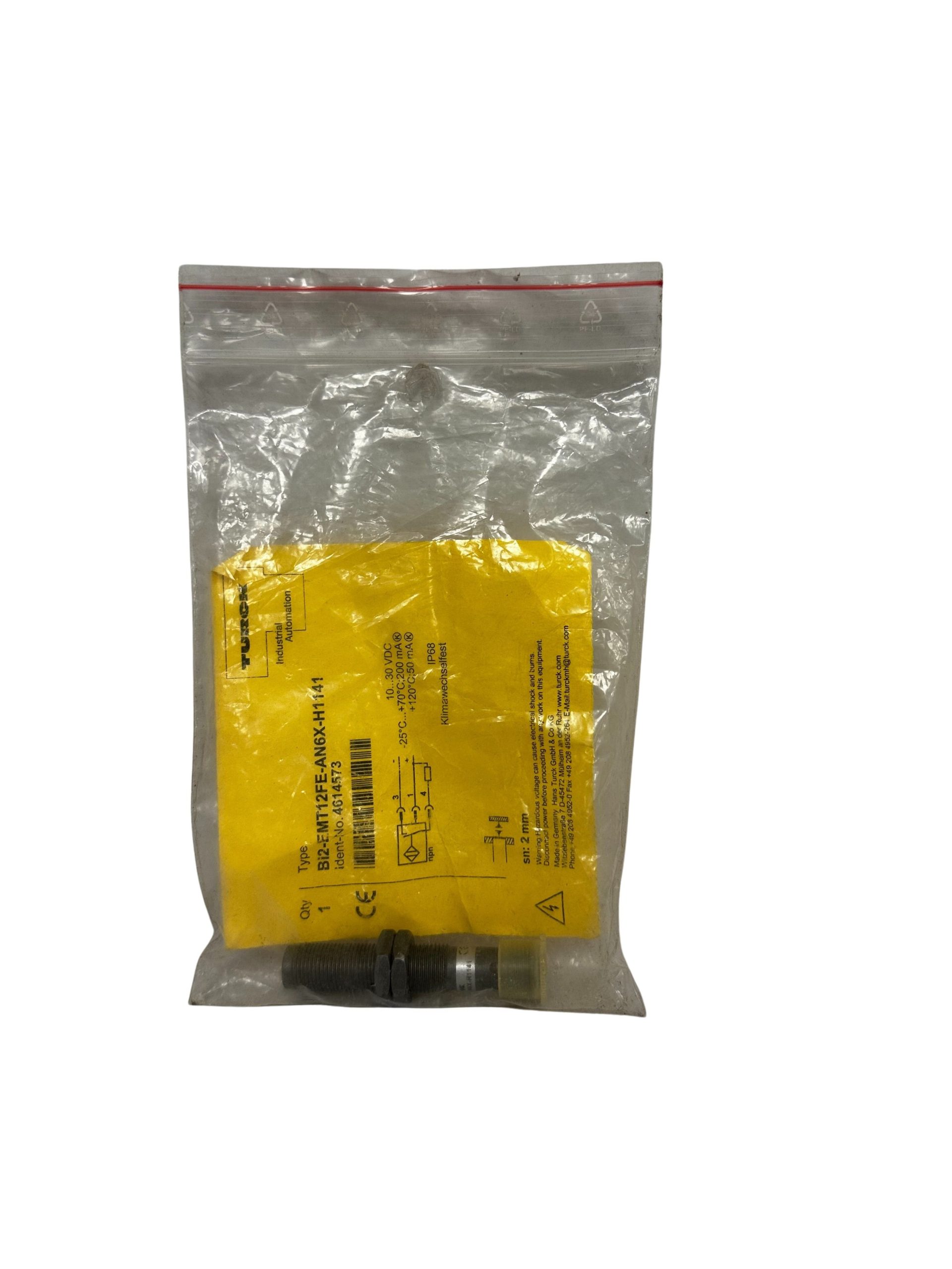 Turck Bi2-EMT12FE-AN6X-H1141 Proximity Sensor 10-30 Vdc, 2 MM Sense Distance New